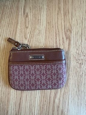 Fossil Brown and Tan Patterned Coin Pouch